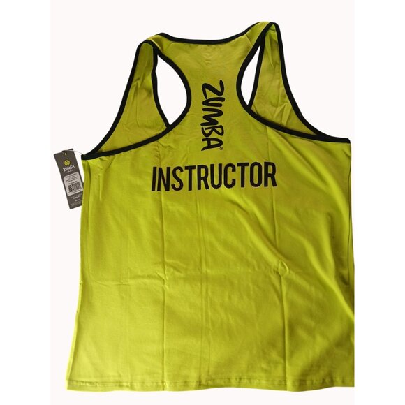 Zumba Dance Instructor Racerback Tank Top Neon Green Black XXL Dance Joy New - Picture 8 of 13